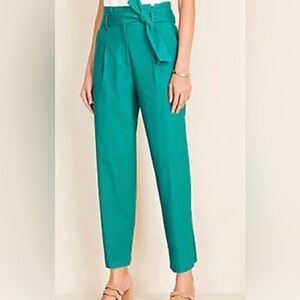 Ann Taylor Paperbag Pant Dark Green Tie Waist size 4